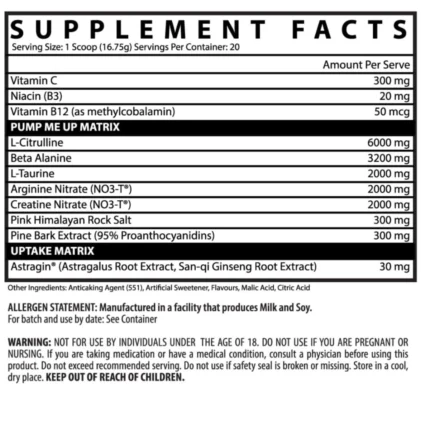 Inspired Nutraceuticals BBD Pump Nutrition Panel webp