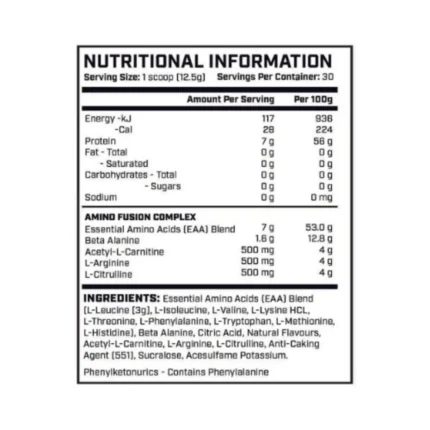 Cyborg Sport Amino Fusion ingredients