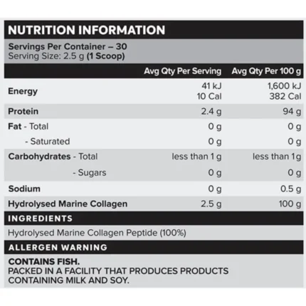 muscle nation marine collagen nutrition info 1 webp